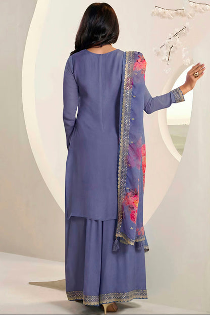 Lavender Colour Chinon Sharara Suit