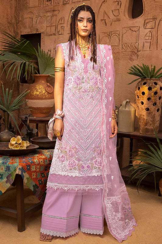 Lavender Colour Cotton Semi Stitched Pakistani Suit