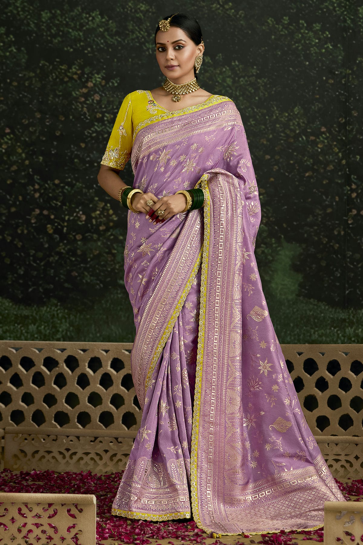 Lavender Colour Dola Silk Designer Saree