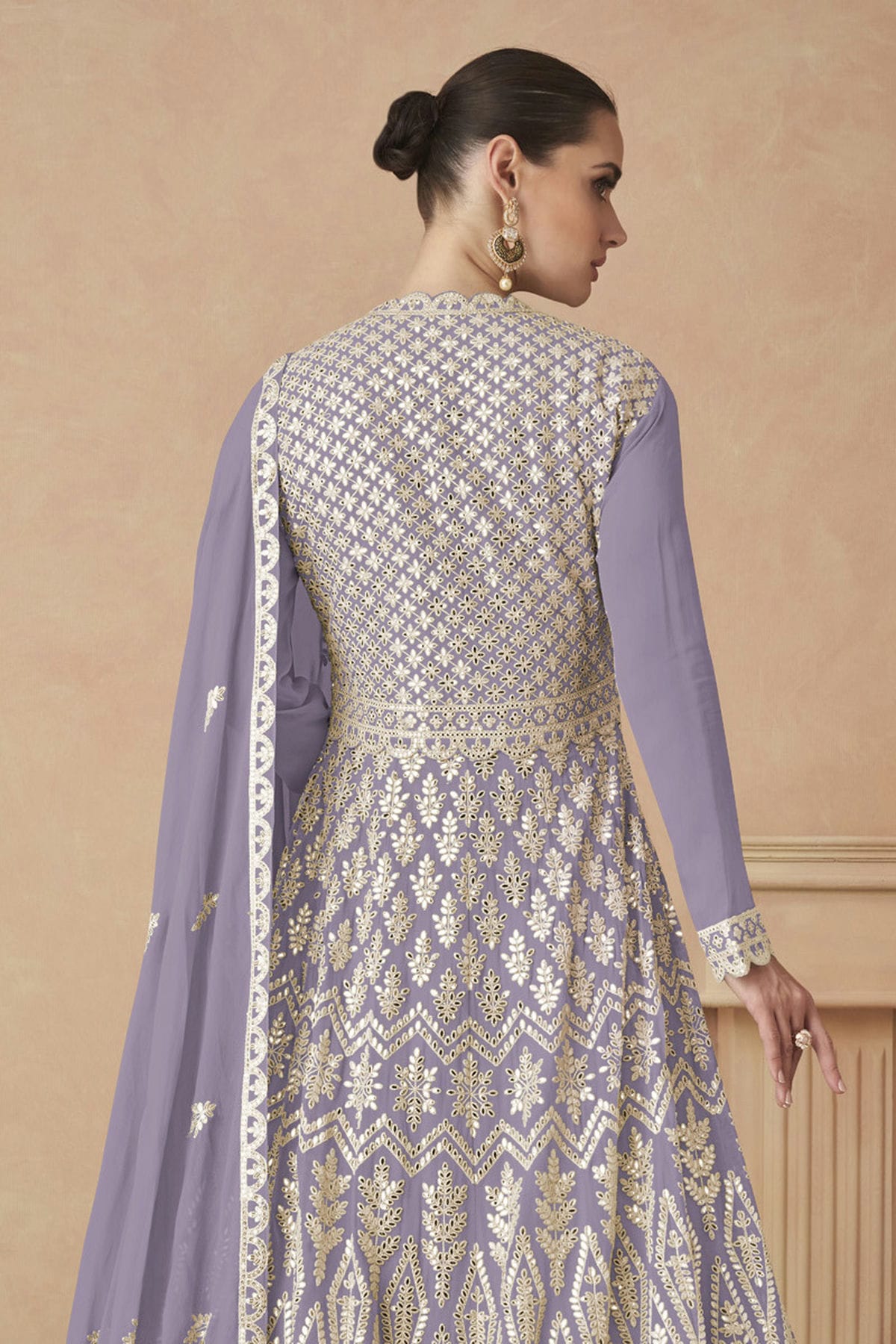 Lavender Colour Faux Georgette Anarkali Suit VSSM1140113