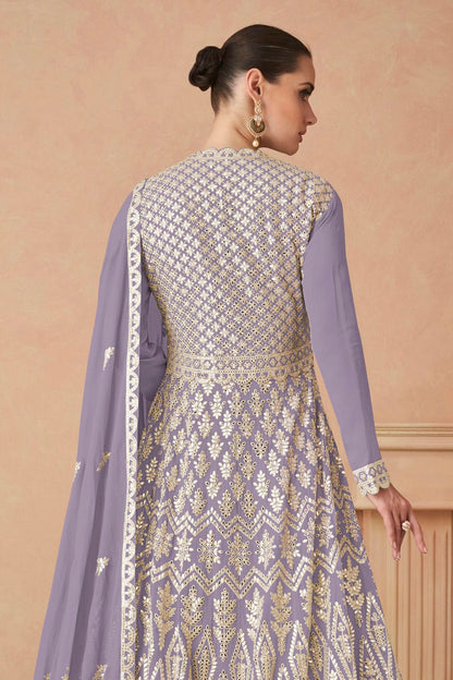 Lavender Colour Faux Georgette Anarkali Suit