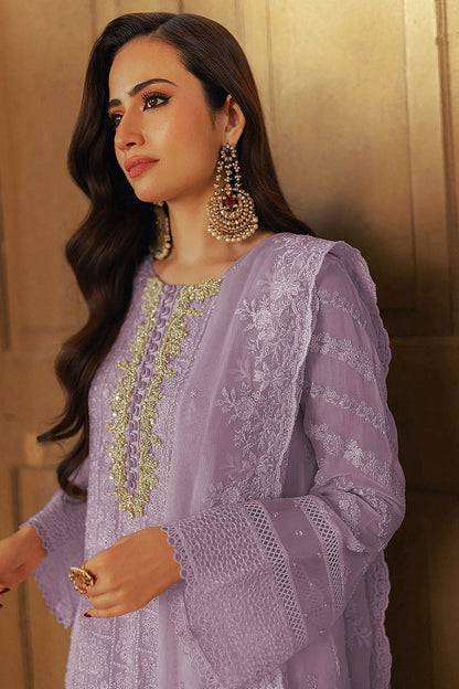 Lavender Colour Faux Georgette Semi Stitched Pakistani Suit VSSM1140467