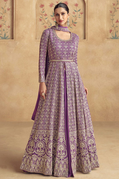 Lavender Colour Gerogette Anarkali Suit