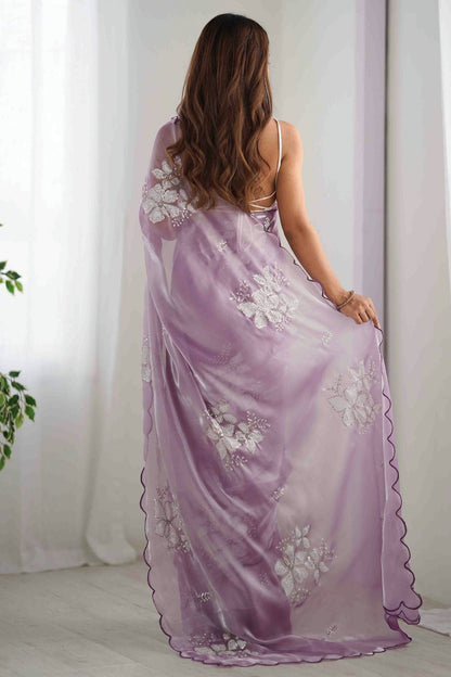 Lavender Colour Jimmy choo Designer Saree