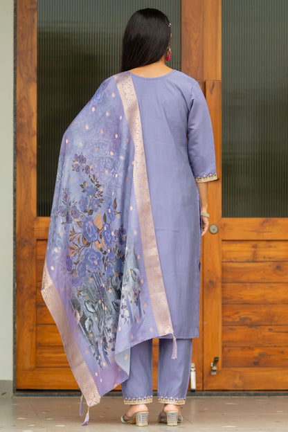 Lavender Colour Modal Silk Stitched Suit VSSS1112277