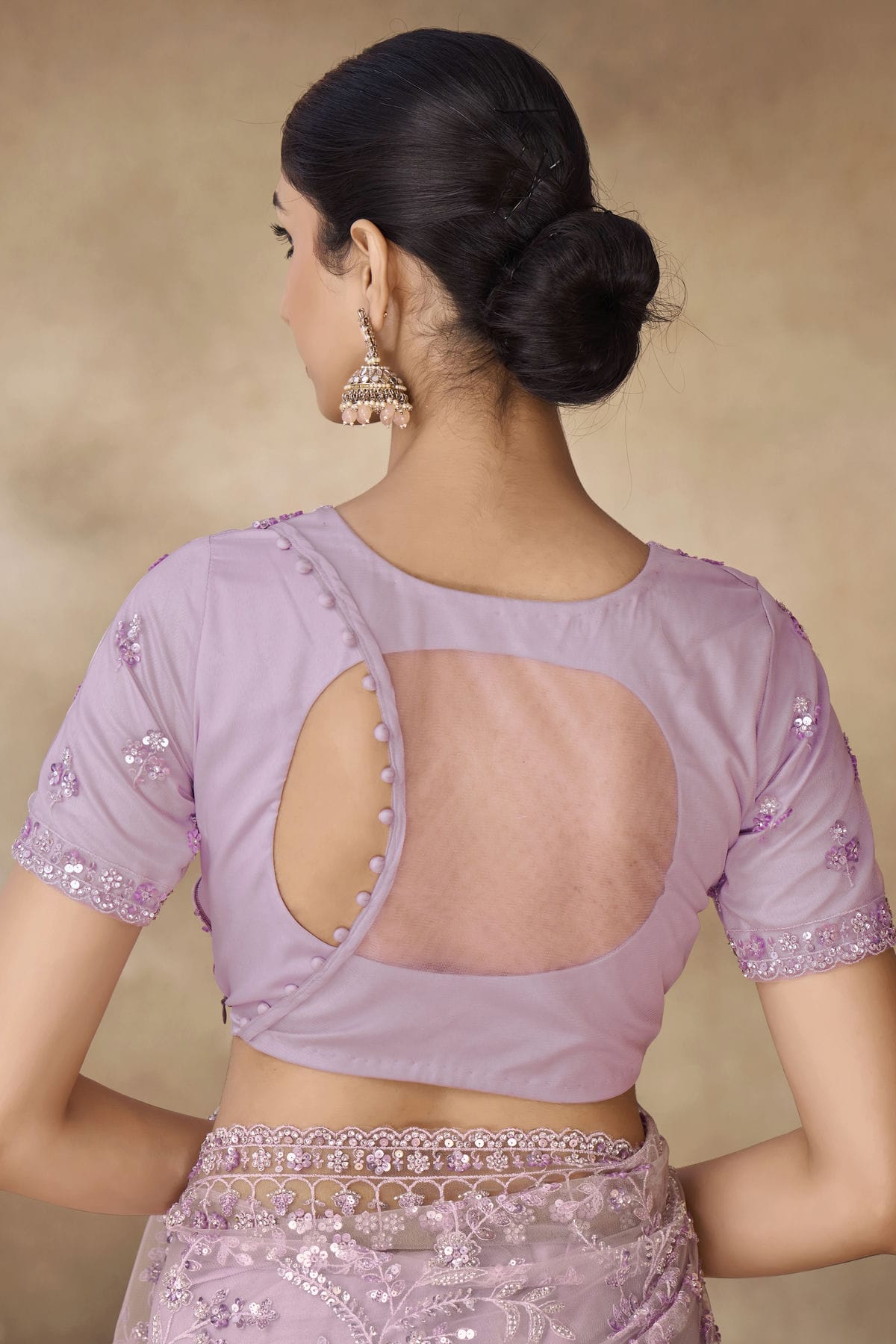 Lavender Colour Net Designer Saree