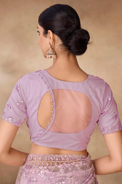 Lavender Colour Net Designer Saree