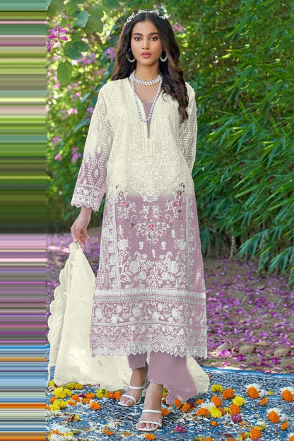 Lavender Colour Organza Pakistani Suit