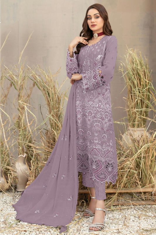 Lavender Colour Semi Stitched Georgette Pakistani Suit VSSM1140663