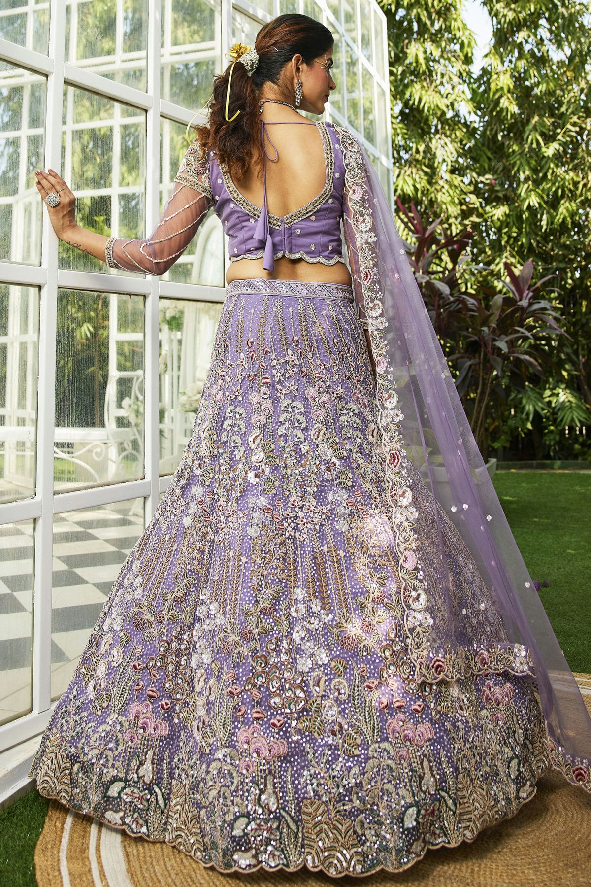 Lavender Colour Semi Stitched Net Lehenga Choli VSLC1112549