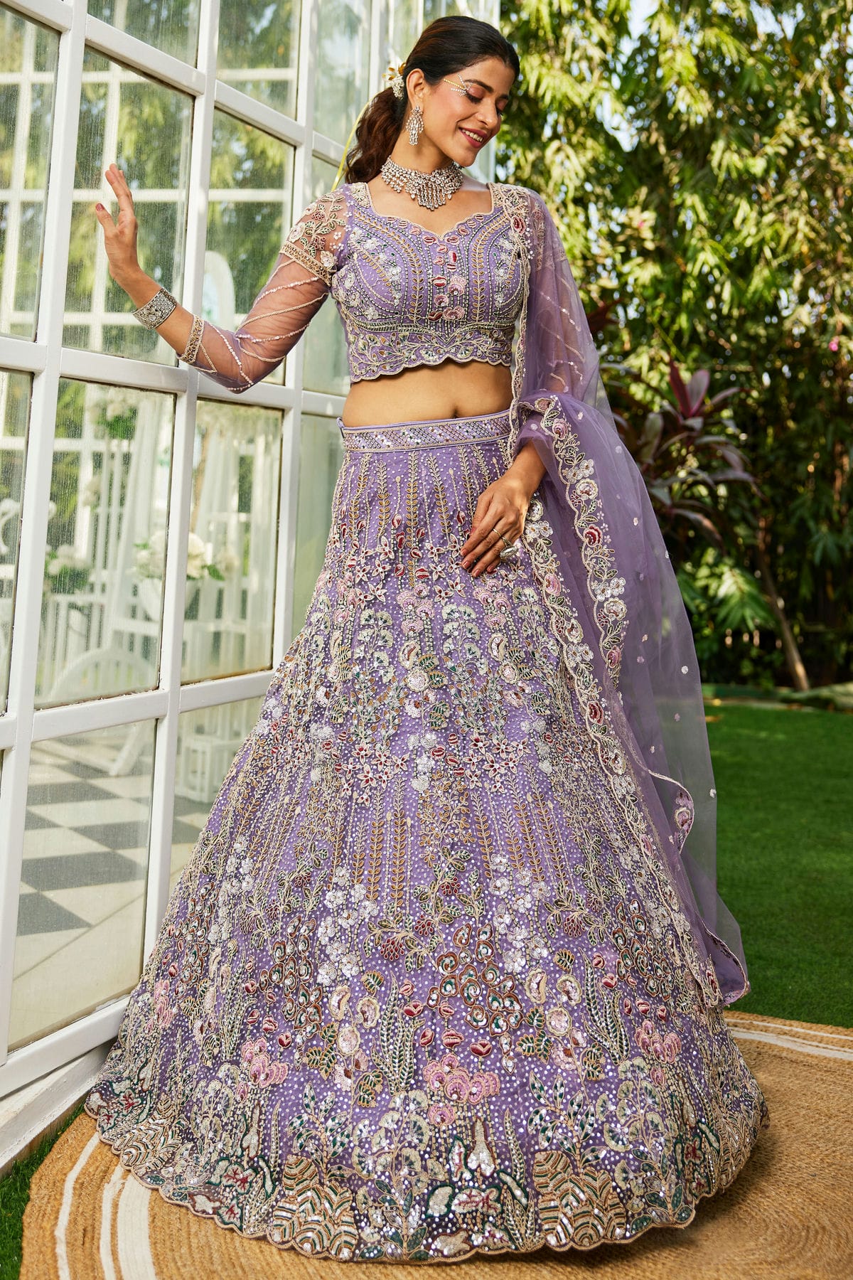 Lavender-Colour-Semi-Stitched-Net-Lehenga-Choli-VSLC1112549