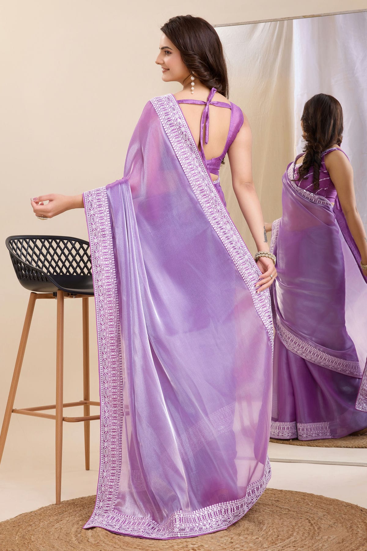 Lavender Colour Silk Saree