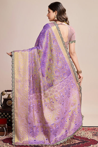 Lavender Colour Soft Silk Saree VSSD1112758