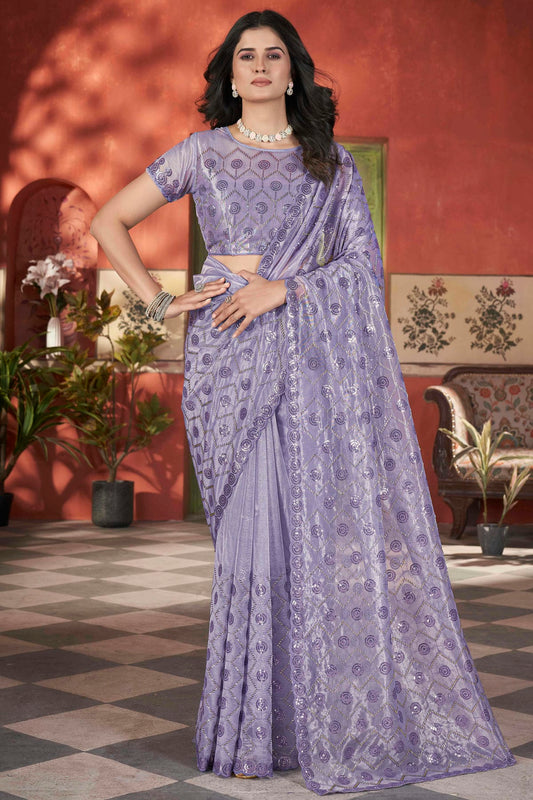 Lavender-Colour-Tissue-Net-Designer-Saree-VSSD1112568