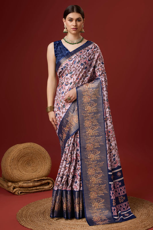 Lavender Colour Woven Work Cotton Saree