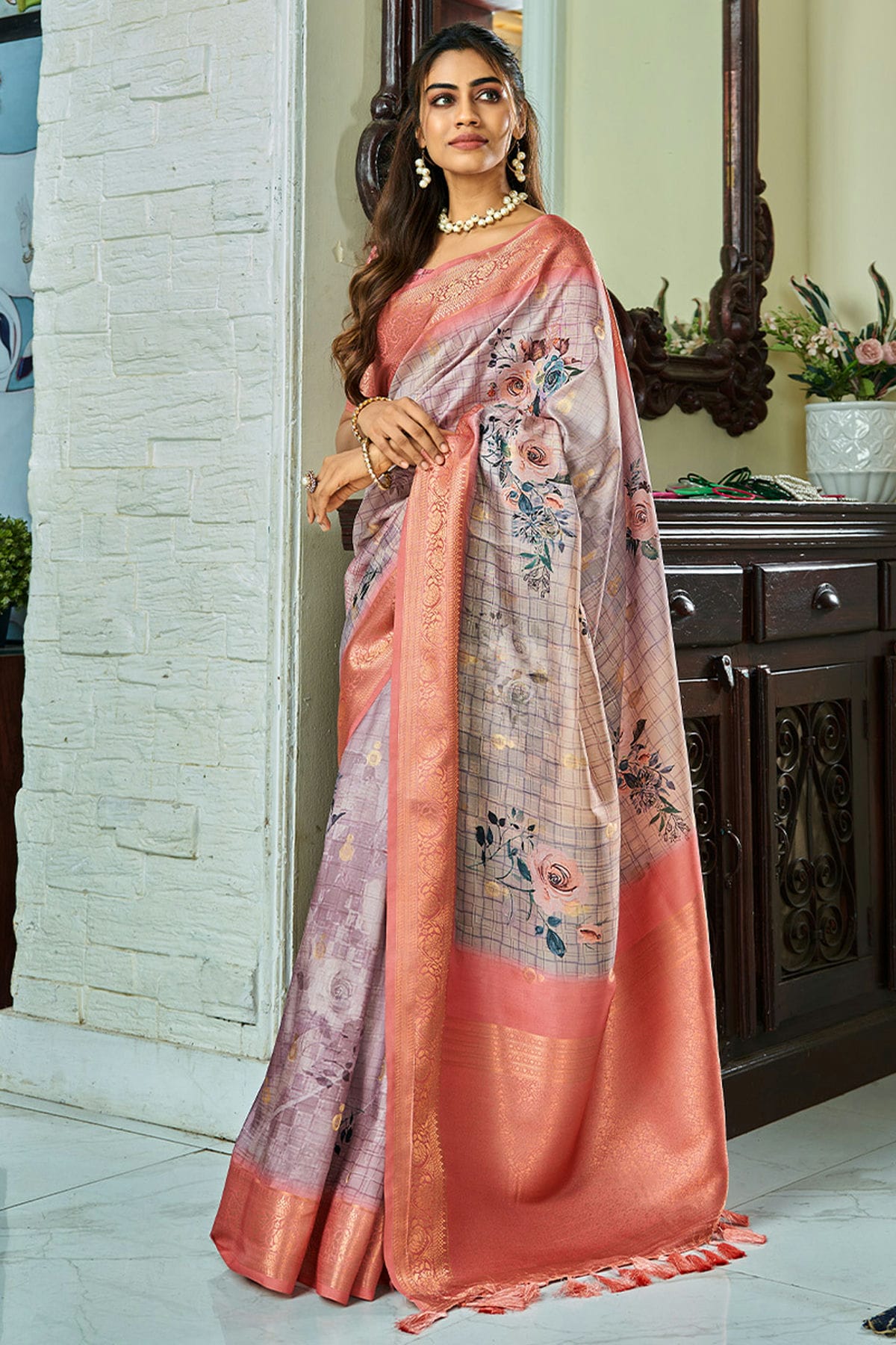 Levender Colour Handloom Kotha Silk Saree