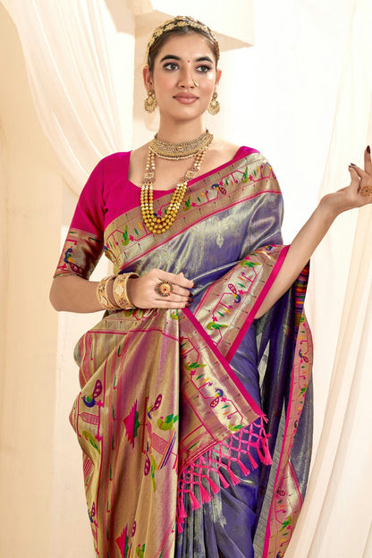 Levender Colour Soft Tissue Silk Saree