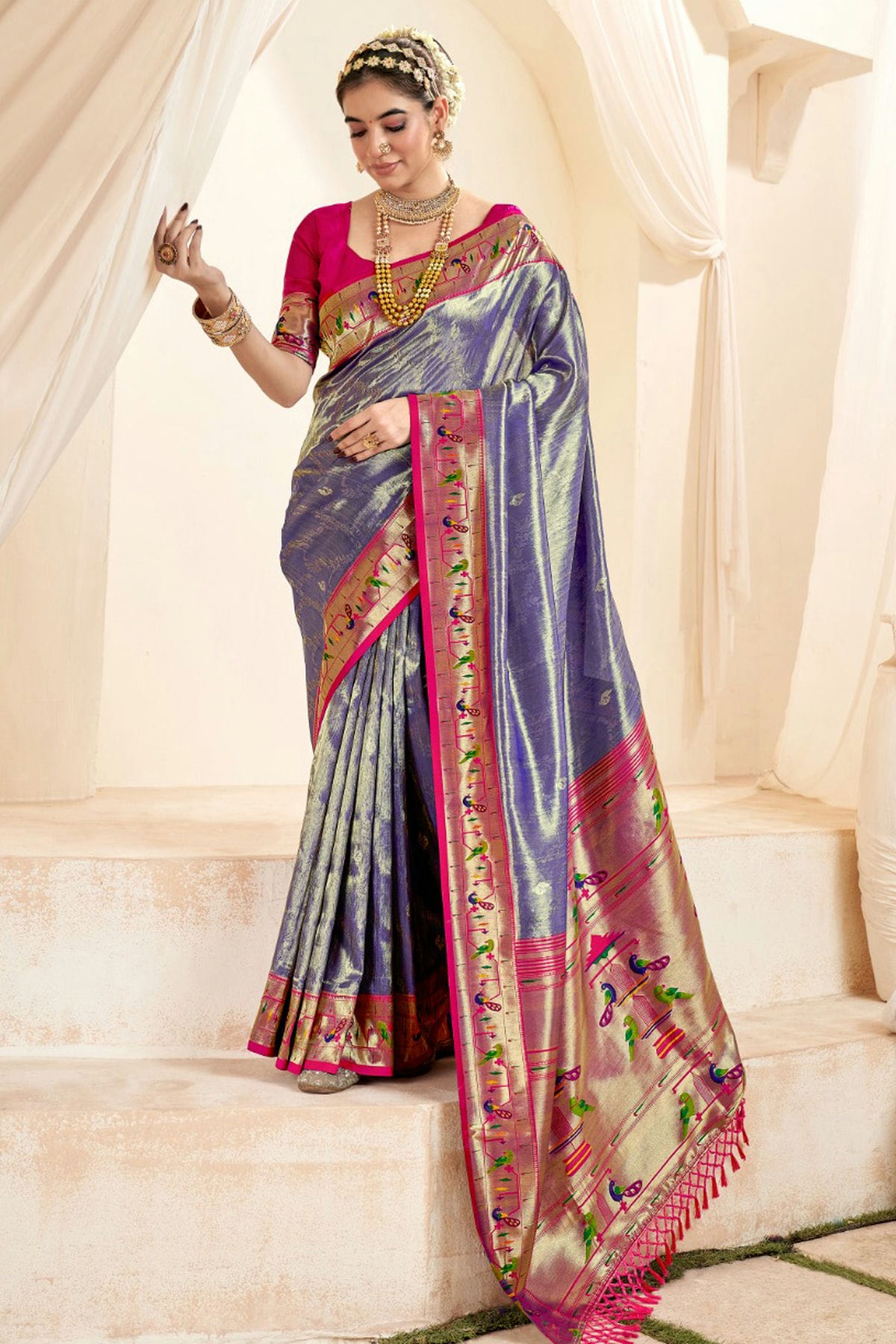 Levender Colour Soft Tissue Silk Saree