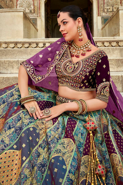 Light Blue Colour Banarasi Silk Bridal Lehenga Choli