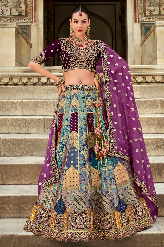 Light Blue Colour Banarasi Silk Bridal Lehenga Choli