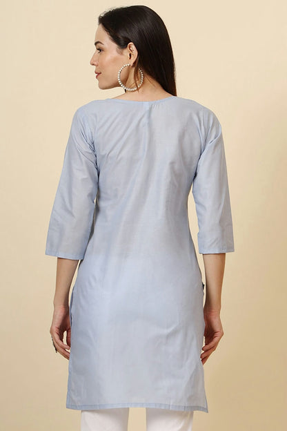 Light Blue Colour Cotton Readymade Top