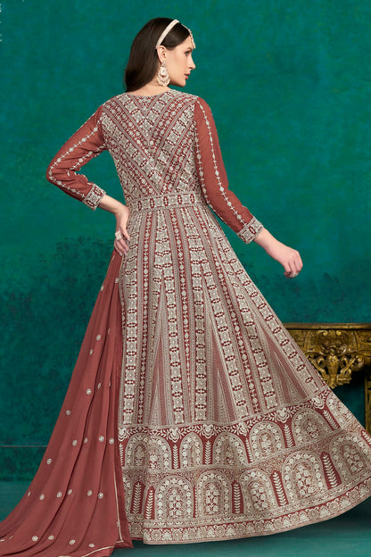 Light Brown Colour Faux Georgette Anarkali Suit