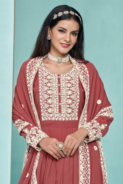 Light Brown Colour Faux Georgette Palazzo Pant Suit