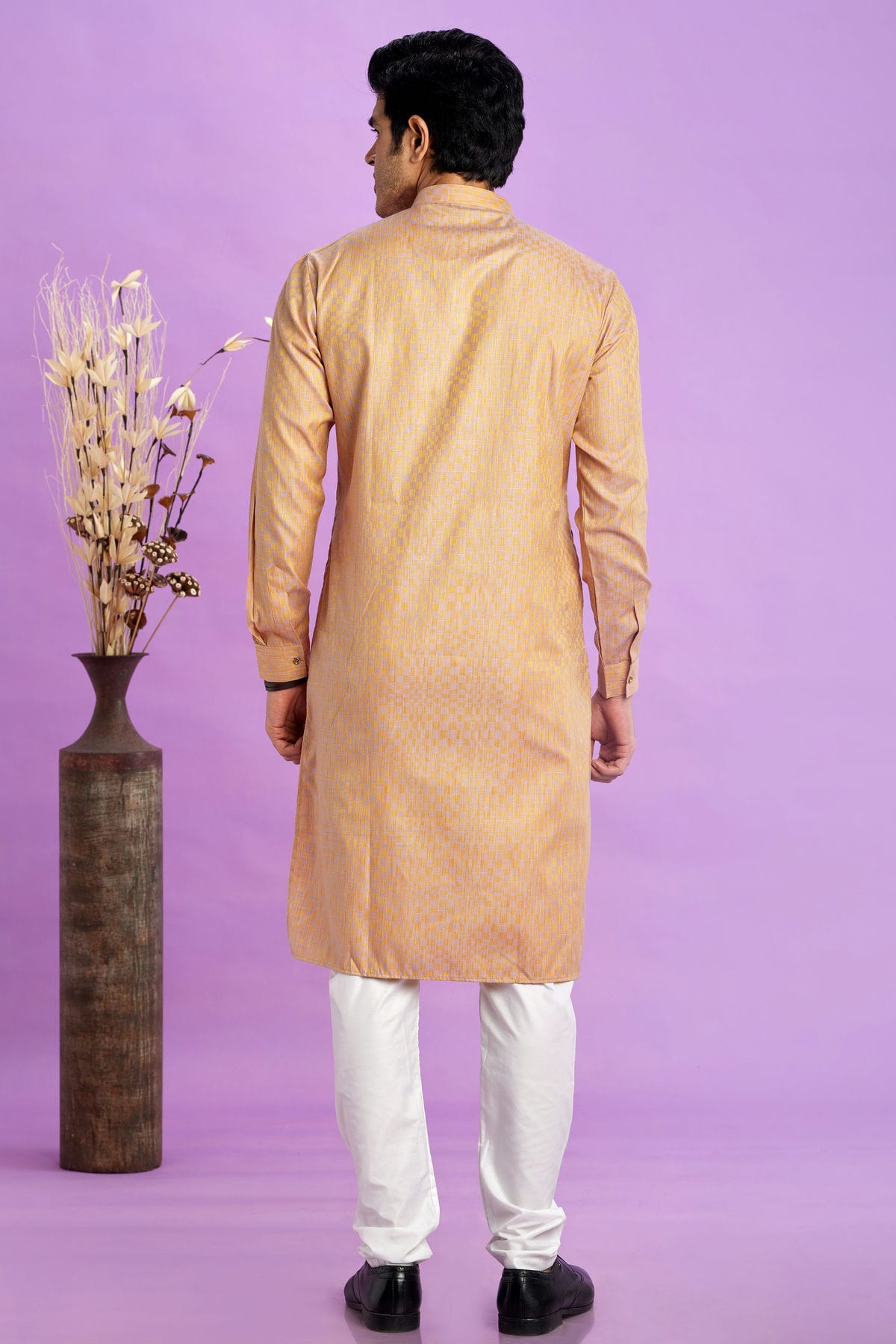 Light Brown Colour Jacquard Art Silk Plain Kurta Pajama VSKP1230209