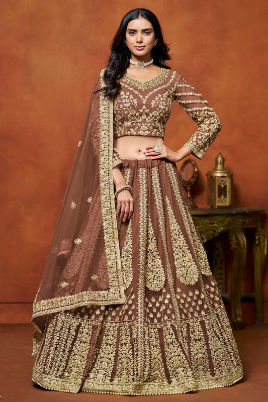 Light Brown Colour Net Lehenga Choli