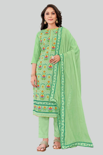 Light Green Colour Chanderi Silk Pant Style Suit