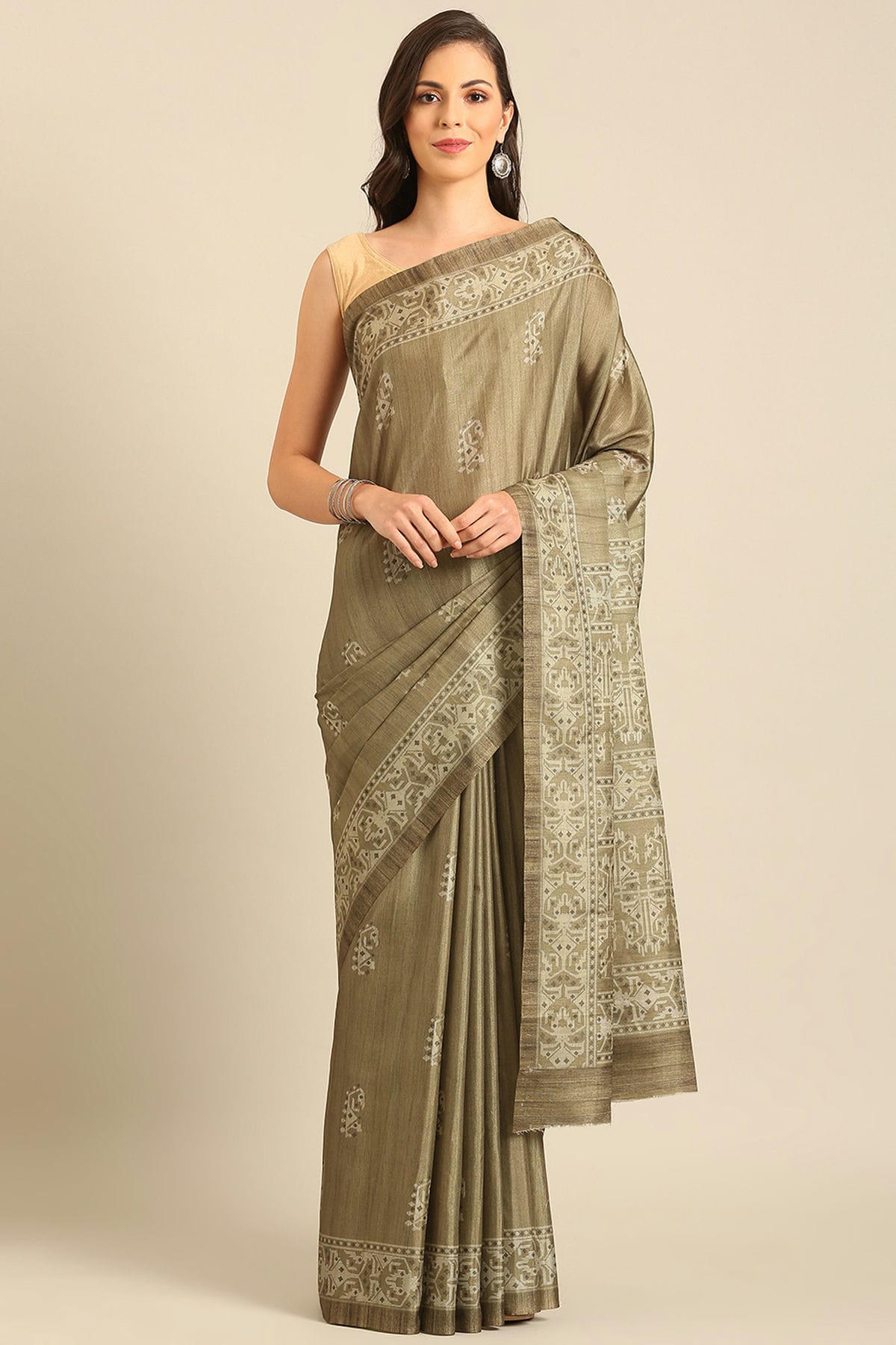 Light Green Colour Cotton Banglori Handloom Silk Saree