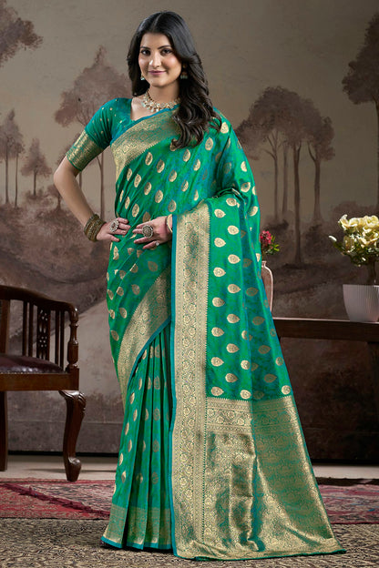 Light Green Colour Lichi Silk Traditional Saree