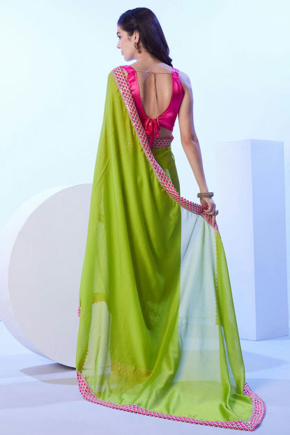 Light Green Colour Moss Designer Saree VSSD1112609