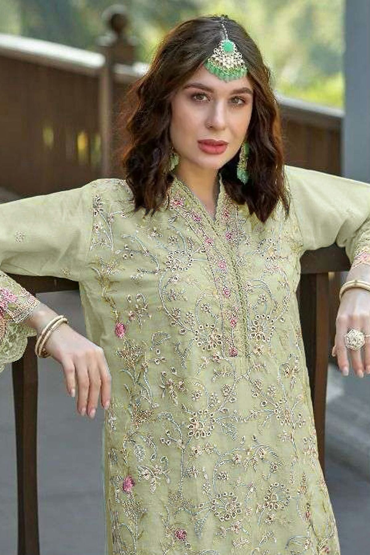 Light Green Colour Organza Pakistani Suit VSSM1140618