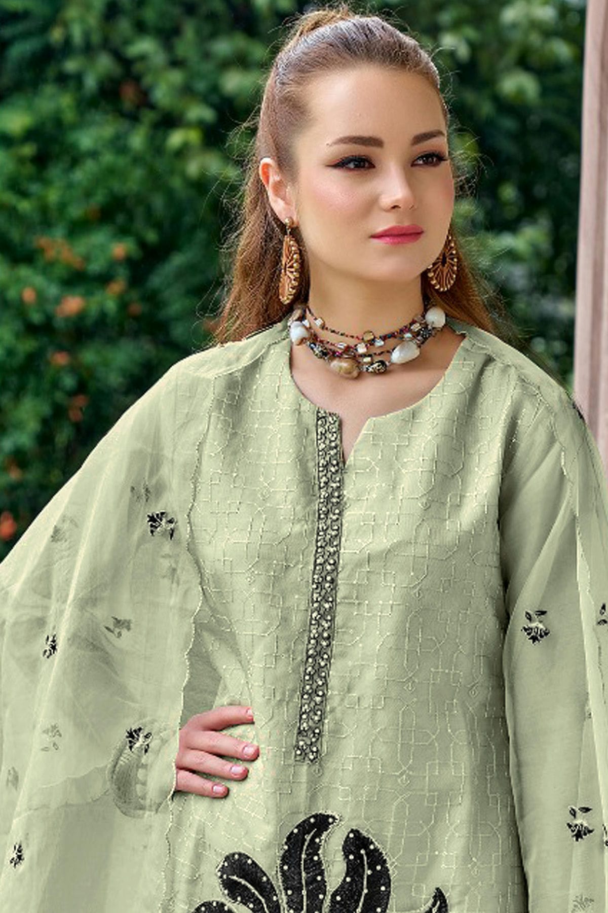 Light Green Colour Organza Pakistani Suit VSSM1140623