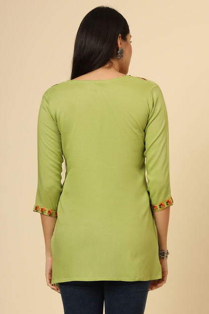 Light Green Colour Rayon Readymade Top