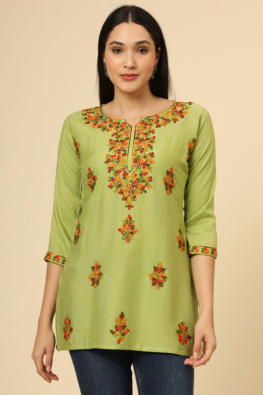 Light Green Colour Rayon Readymade Top