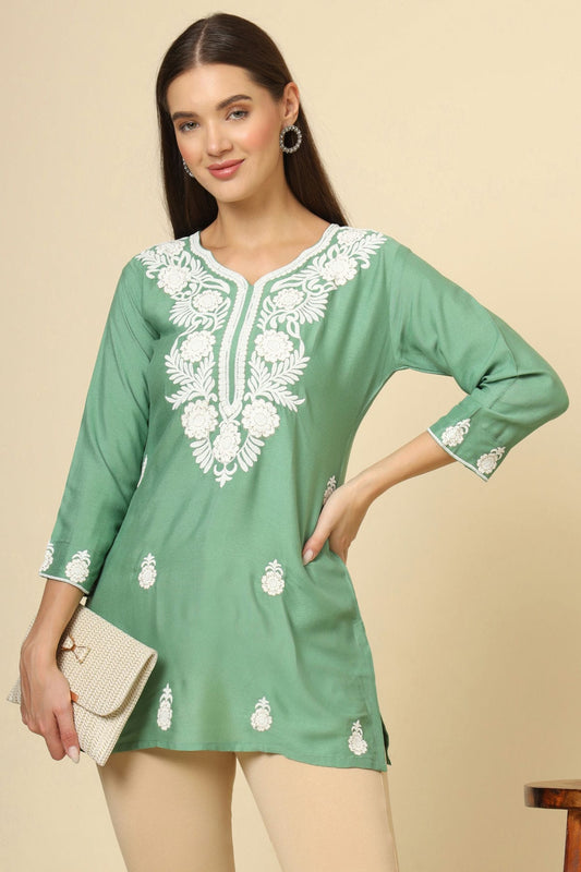 Light Green Colour Rayon Readymade Top