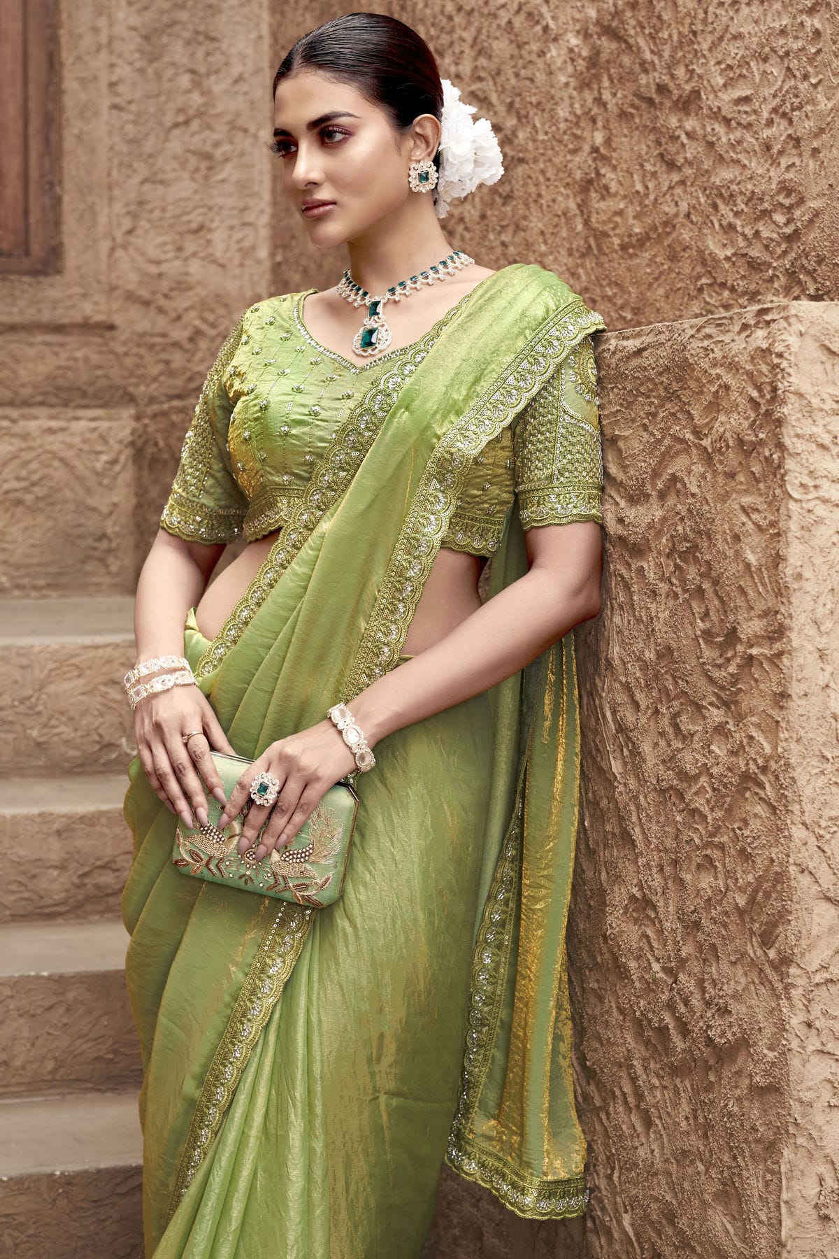 Light Green Colour Satin Silk Designer Saree VSSD1112690