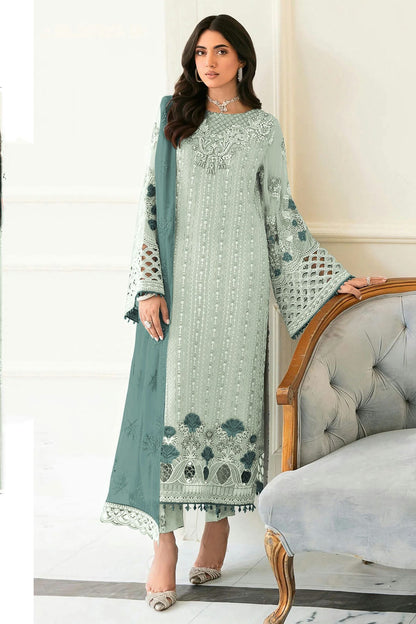 Light Green Colour Semi Stitched Faux Georgette Pakistani Suit