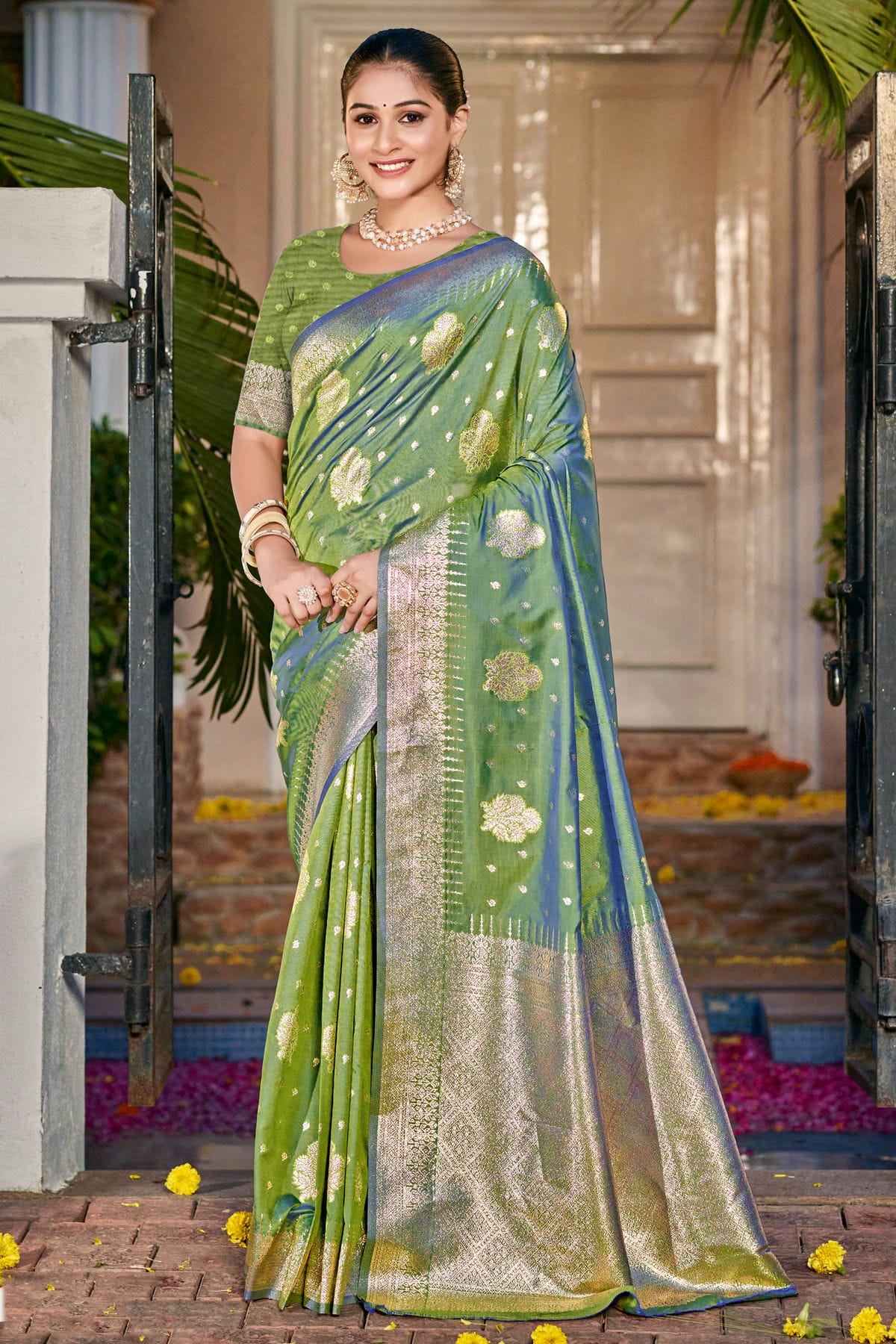 Light Green Colour Silk Traditional Saree