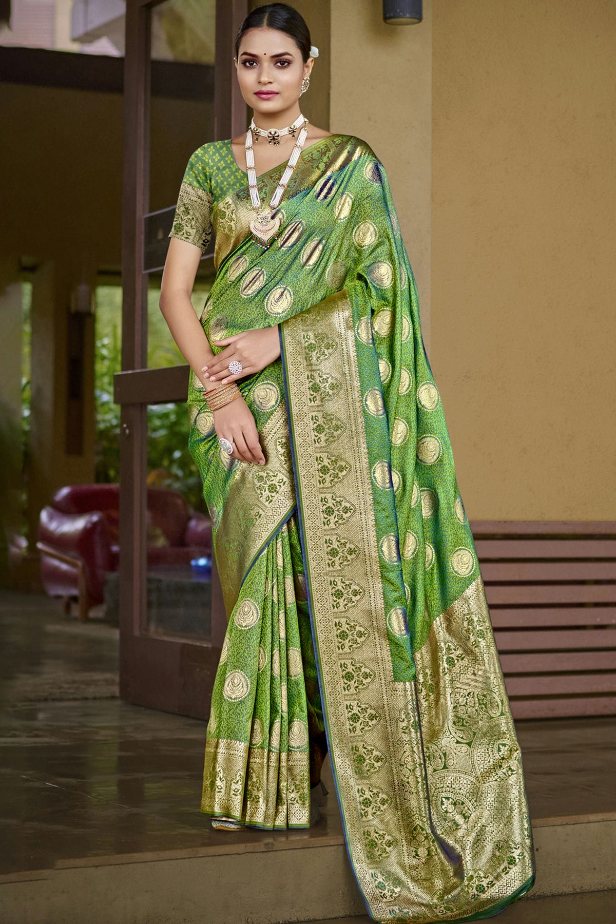 Light Green Colour Silk Traditional Saree