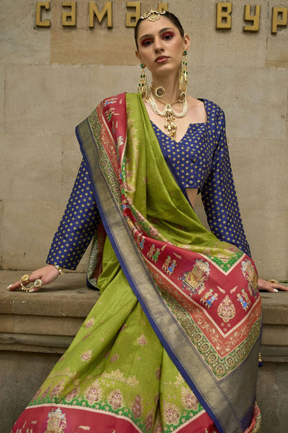 Light Green Colour Silk Traditional Saree