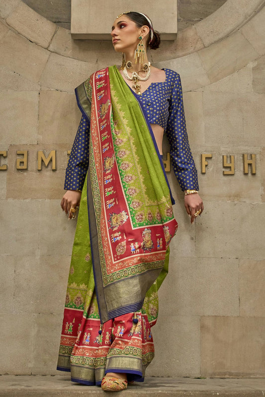 Light Green Colour Silk Traditional Saree