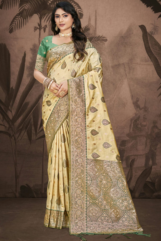 Light Green Colour Silk Woven Work Traditional Saree