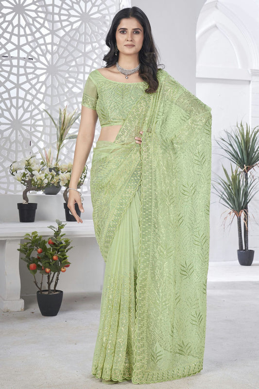 Light-Green-Colour-Tissue-Net-Designer-Saree-VSSD1112575