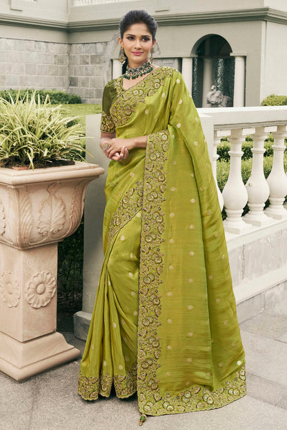 Light Green Colour Tissue Silk Designer Saree