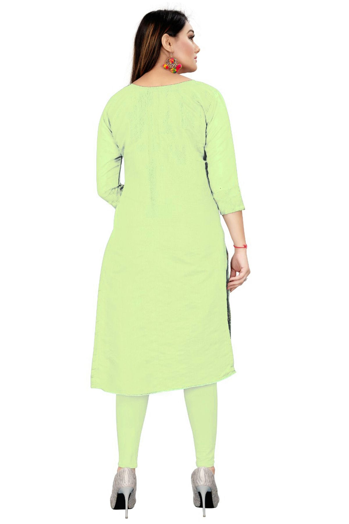 Light Green Colour Unstitched Chanderi Straight Suit