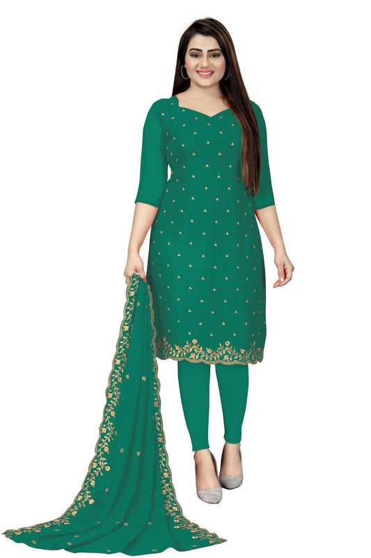 Light Green Colour Unstitched Georgette Straight Suit