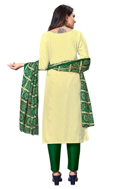 Light Green Colour Unstitched Silk Straight Suit